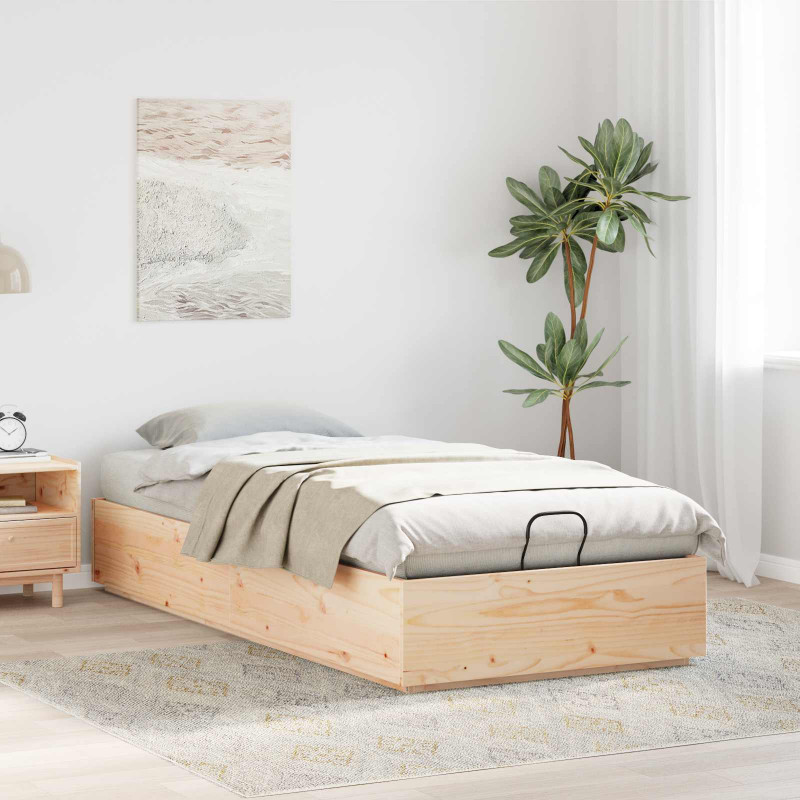 Łóżko otomanowe Naturalny 80 x 200 cm Lite drewno sosnowe