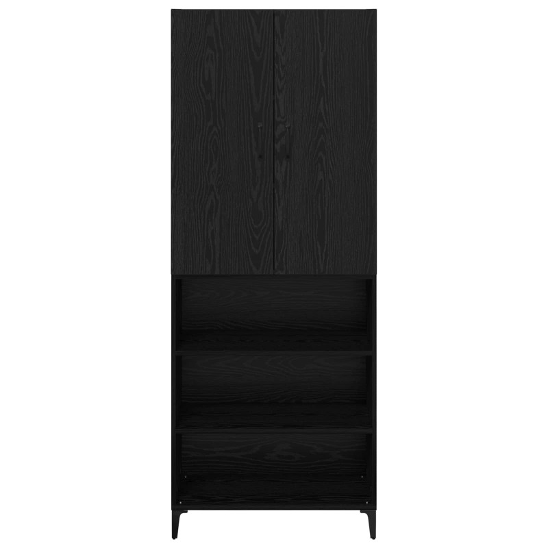 Highboard Czarny Dąb 69,5 x 34 x 180 cm Materiał drewnopochodny