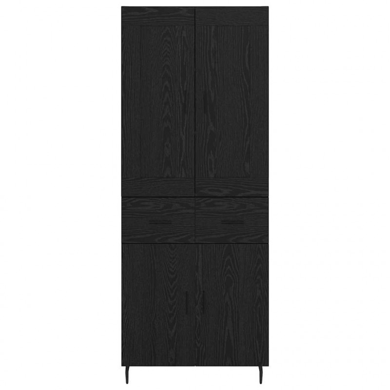 Highboard z szufladą 2 pcs Czarny Dąb Materiał drewnopochodny