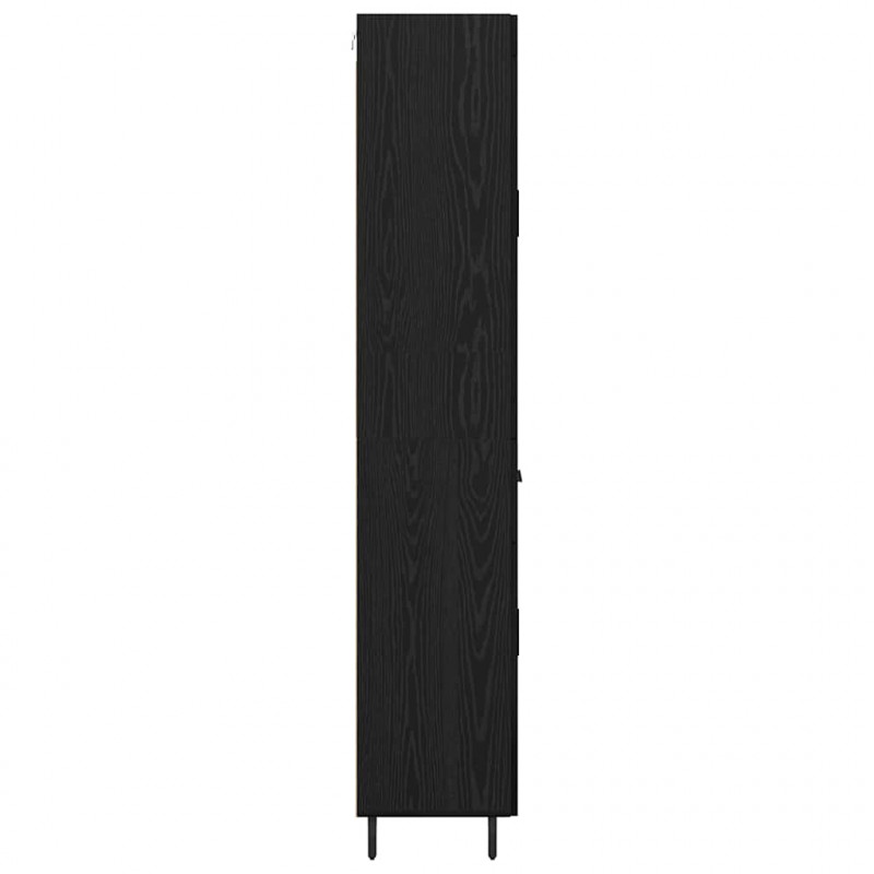 Highboard z szufladą 2 pcs Czarny Dąb Materiał drewnopochodny