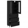 Highboard 2 pcs Czarny Dąb Drewno inżynieryjne i szkło
