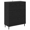 Highboard 2 pcs Czarny Dąb Drewno inżynieryjne i szkło