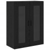 Highboard 2 pcs Czarny Dąb Drewno inżynieryjne i szkło