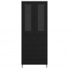Highboard 2 pcs Czarny Dąb Drewno inżynieryjne i szkło