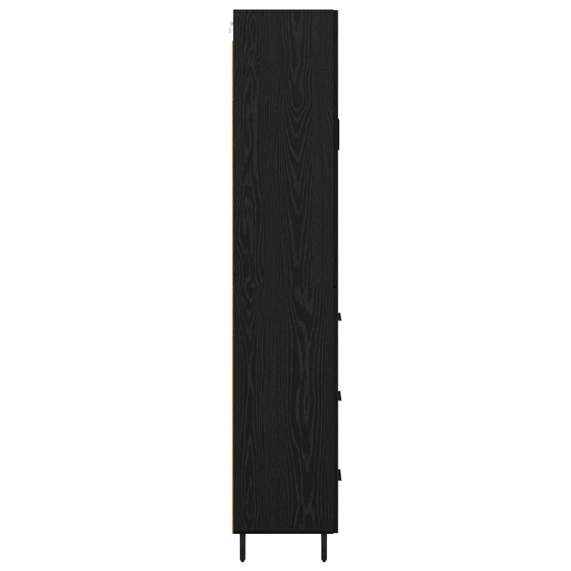 Highboard 2 pcs Czarny Dąb Drewno inżynieryjne i szkło