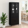 Highboard 2 pcs Czarny Dąb Drewno inżynieryjne i szkło