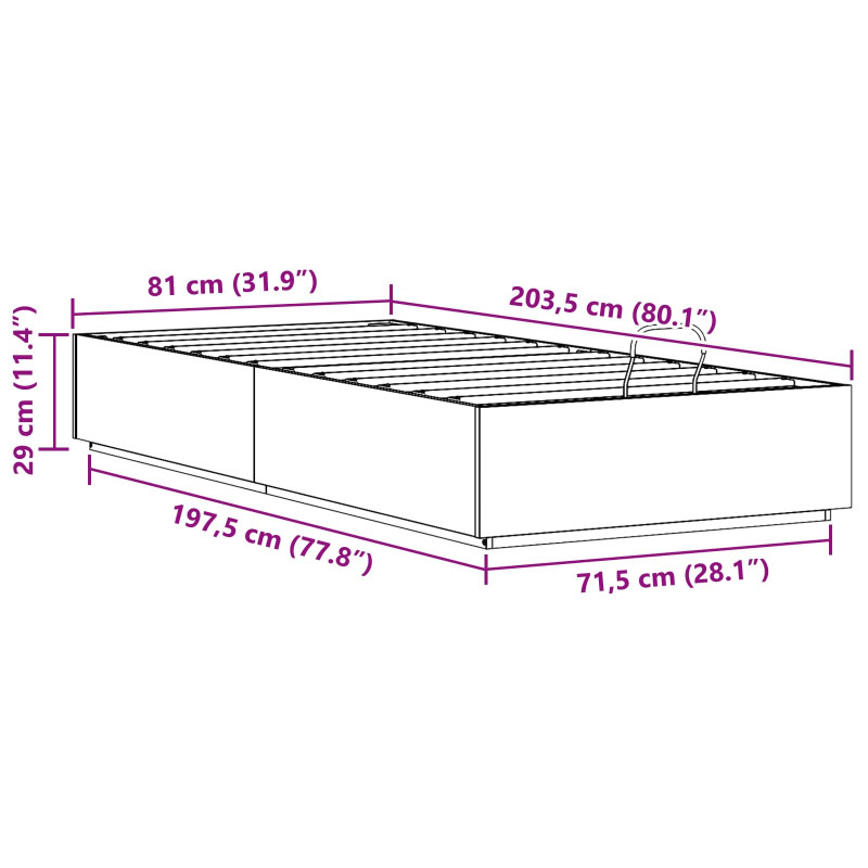 Łóżko otomanowe Woskowy Brąz 80 x 200 cm Lite drewno sosnowe