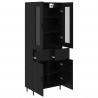 Highboard 2 pcs Czarny Dąb Drewno inżynieryjne i szkło