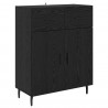 Highboard 2 pcs Czarny Dąb Drewno inżynieryjne i szkło