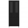 Highboard 2 pcs Czarny Dąb Drewno inżynieryjne i szkło