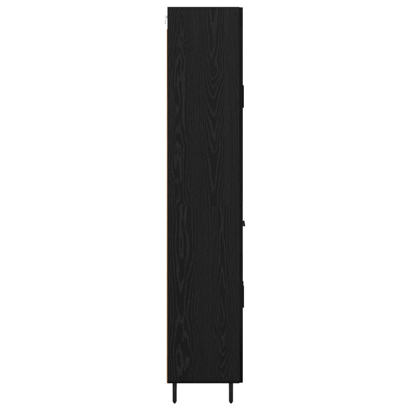 Highboard 2 pcs Czarny Dąb Drewno inżynieryjne i szkło