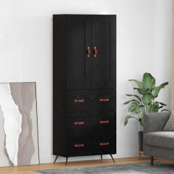 Highboard Czarny Dąb 69,5 x 34 x 180 cm Materiał drewnopochodny
