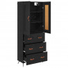 Highboard Czarny Dąb 69,5 x 34 x 180 cm Materiał drewnopochodny