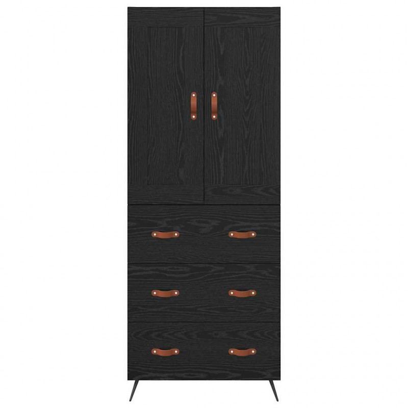 Highboard Czarny Dąb 69,5 x 34 x 180 cm Materiał drewnopochodny