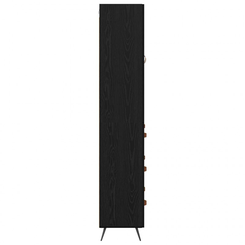 Highboard Czarny Dąb 69,5 x 34 x 180 cm Materiał drewnopochodny