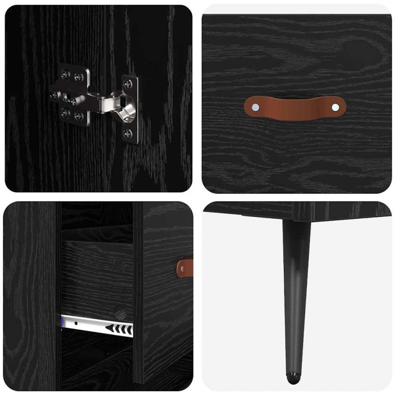 Highboard Czarny Dąb 69,5 x 34 x 180 cm Materiał drewnopochodny