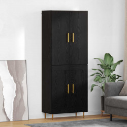 Highboard Czarny Dąb 69,5 x 34 x 180 cm Materiał drewnopochodny