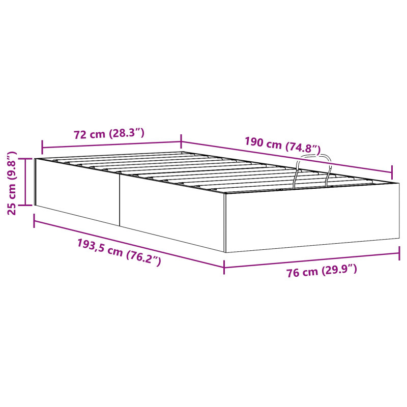 Rama Łóżka Otomanowego z Przechowalnią 2 pcs Naturalny