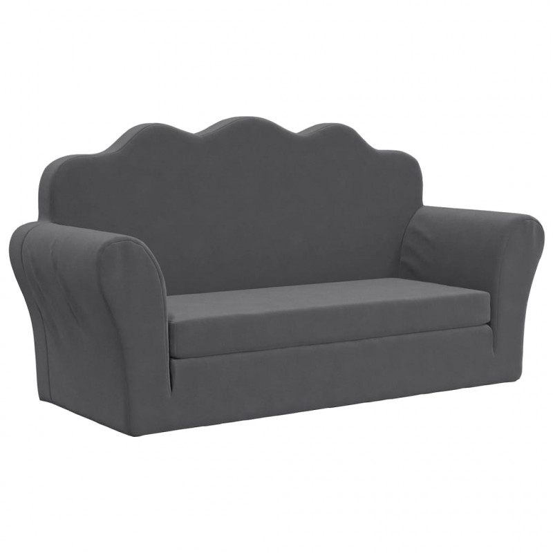 2-os. sofa dla dzieci, rozkładana, antracytowa, miękki plusz