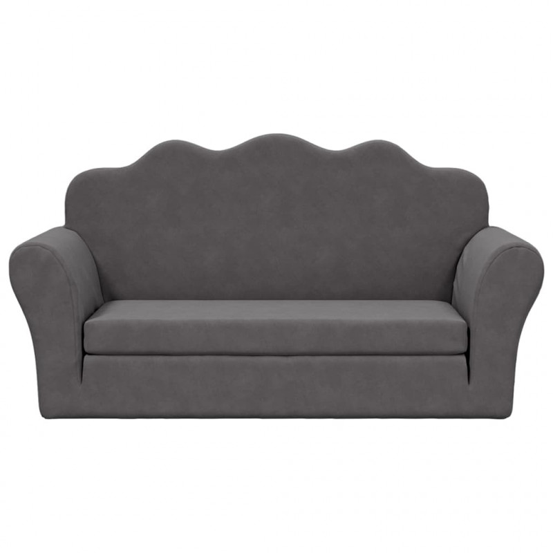 2-os. sofa dla dzieci, rozkładana, antracytowa, miękki plusz