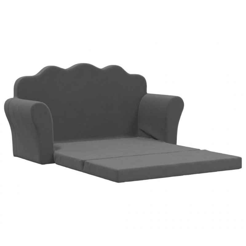 2-os. sofa dla dzieci, rozkładana, antracytowa, miękki plusz