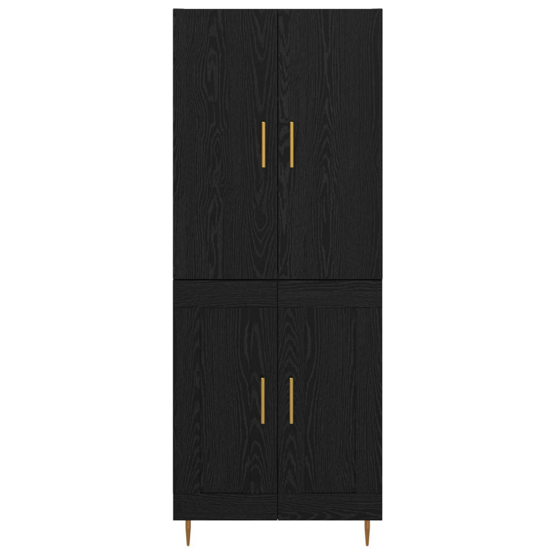 Highboard Czarny Dąb 69,5 x 34 x 180 cm Materiał drewnopochodny