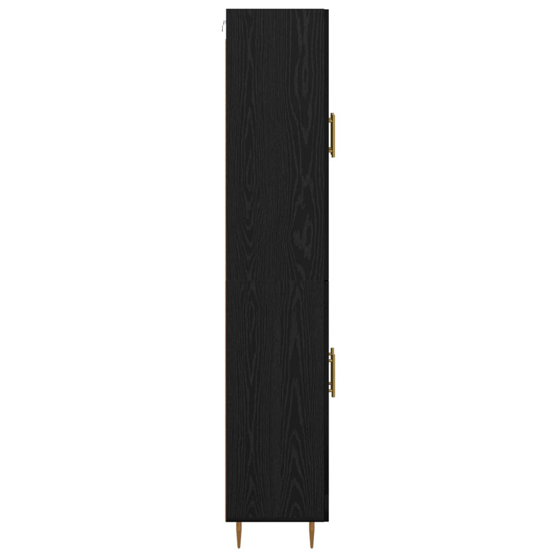 Highboard Czarny Dąb 69,5 x 34 x 180 cm Materiał drewnopochodny