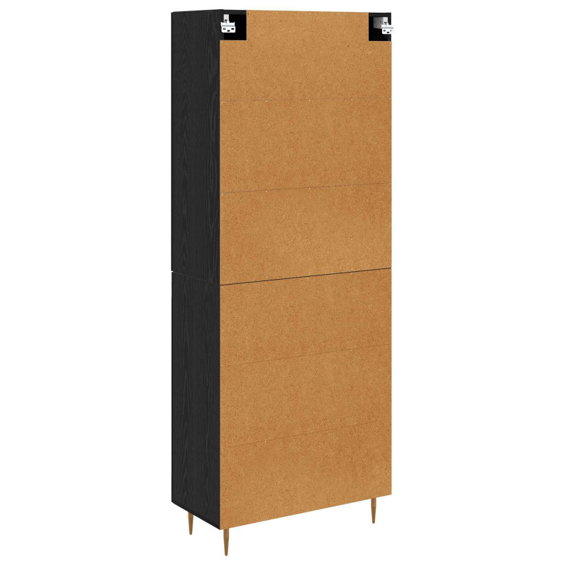 Highboard Czarny Dąb 69,5 x 34 x 180 cm Materiał drewnopochodny