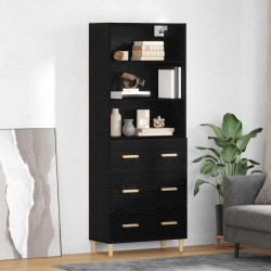 Highboard z szufladą Czarny Dąb 69,5 x 32,5 x 180 cm