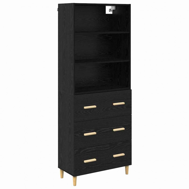 Highboard z szufladą Czarny Dąb 69,5 x 32,5 x 180 cm
