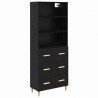 Highboard z szufladą Czarny Dąb 69,5 x 32,5 x 180 cm