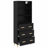 Highboard z szufladą Czarny Dąb 69,5 x 32,5 x 180 cm