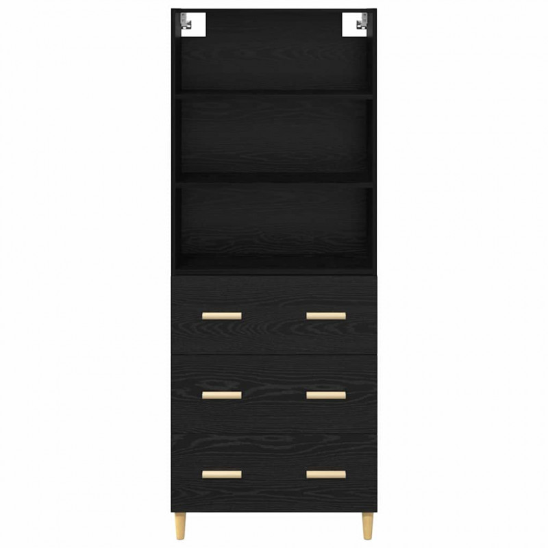 Highboard z szufladą Czarny Dąb 69,5 x 32,5 x 180 cm