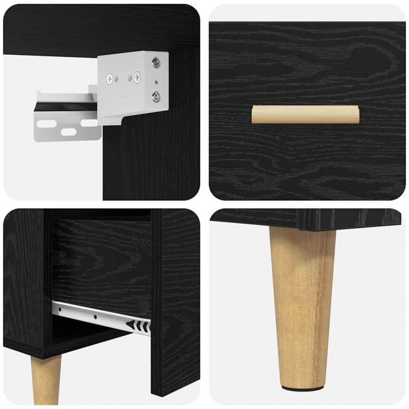 Highboard z szufladą Czarny Dąb 69,5 x 32,5 x 180 cm