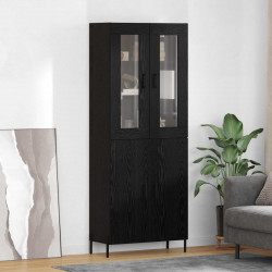 Highboard Czarny Dąb 69,5 x 34 x 180 cm Materiał drewnopochodny
