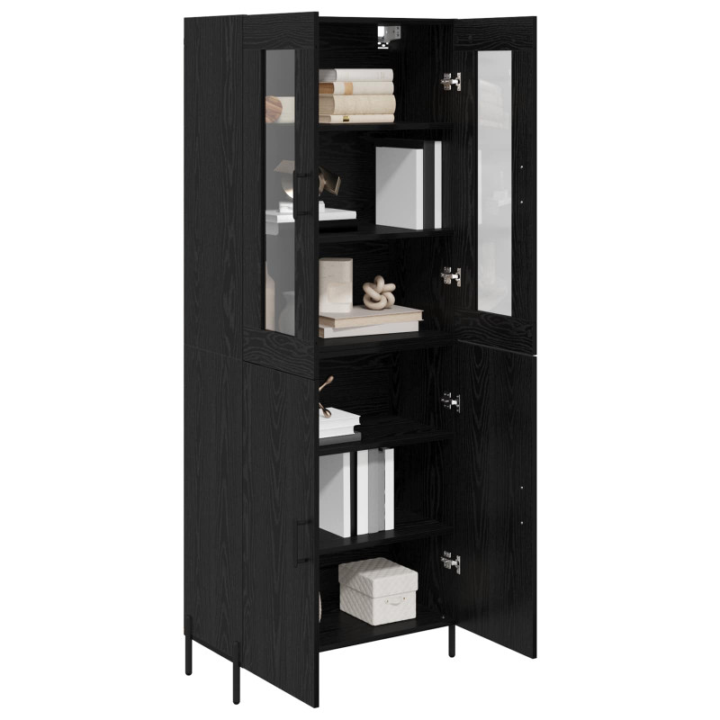 Highboard Czarny Dąb 69,5 x 34 x 180 cm Materiał drewnopochodny