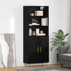Highboard Czarny Dąb 69,5 x 34 x 180 cm Materiał drewnopochodny