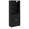 Highboard Czarny Dąb 69,5 x 34 x 180 cm Materiał drewnopochodny