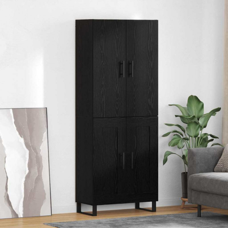 Highboard 2 pcs Czarny Dąb 69,5 x 34 x 180 cm