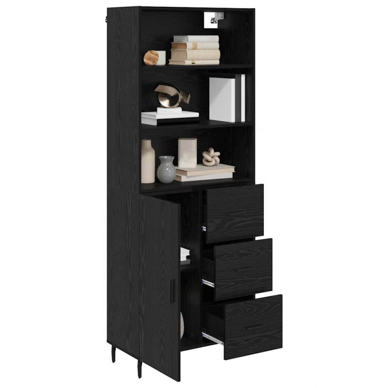 Highboard z szufladą Czarny Dąb 69,5 x 34 x 180 cm