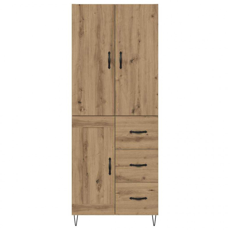 Highboard 2 pcs Dąb rzemieślniczy Drewno inżynieryjne i szkło