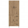 Highboard 2 pcs Dąb rzemieślniczy Drewno inżynieryjne i szkło
