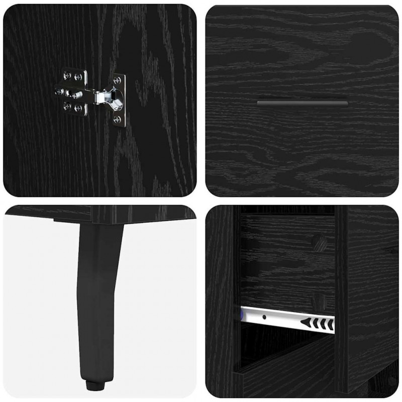 Highboard z szufladą Czarny Dąb 69,5 x 34 x 180 cm