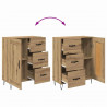 Highboard 2 pcs Dąb rzemieślniczy Drewno inżynieryjne i szkło