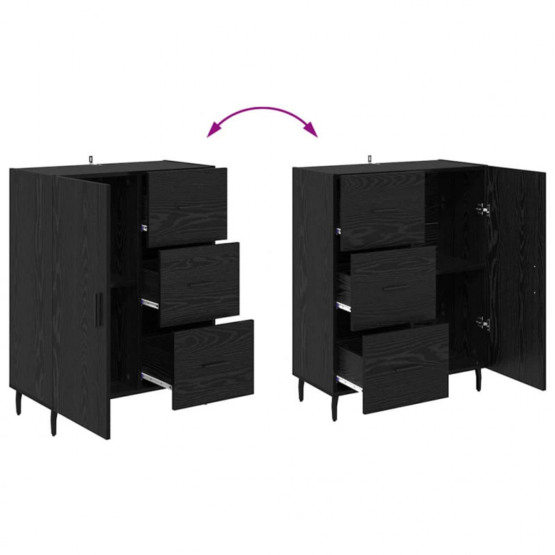 Highboard z szufladą Czarny Dąb 69,5 x 34 x 180 cm