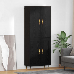 Highboard Czarny Dąb 69,5 x 34 x 180 cm Materiał drewnopochodny