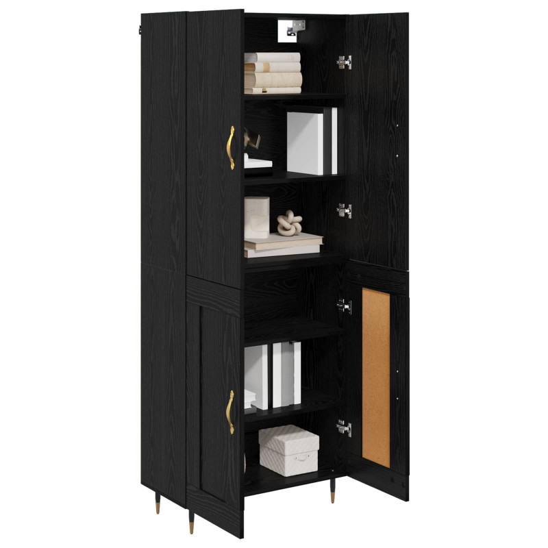 Highboard Czarny Dąb 69,5 x 34 x 180 cm Materiał drewnopochodny