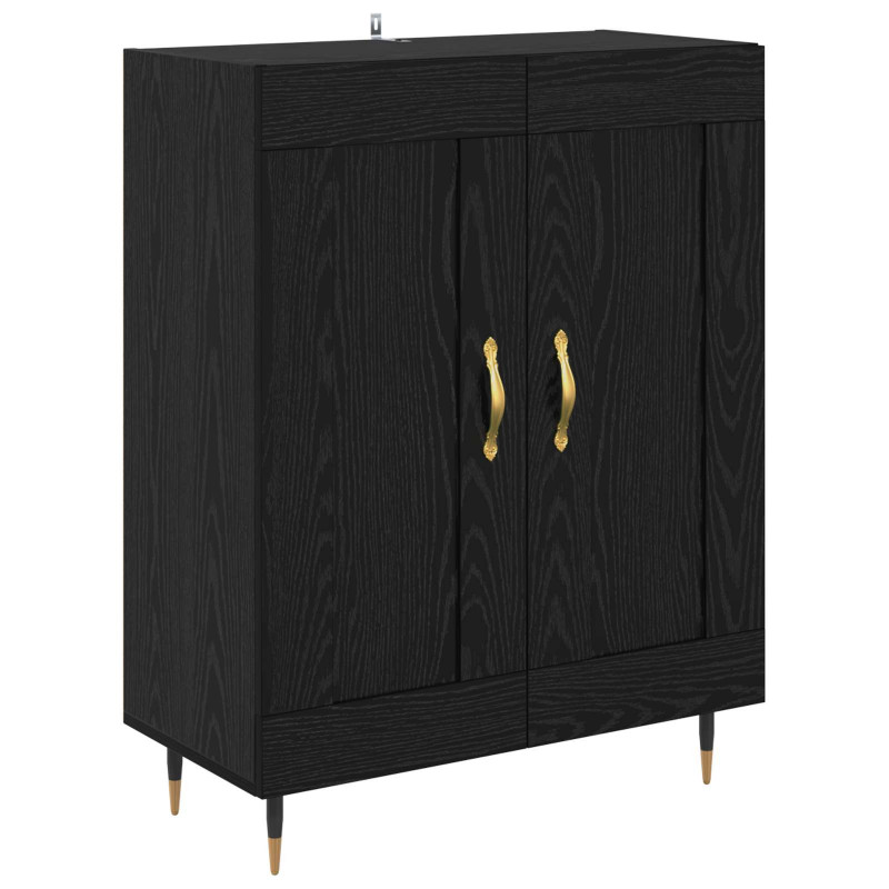 Highboard Czarny Dąb 69,5 x 34 x 180 cm Materiał drewnopochodny