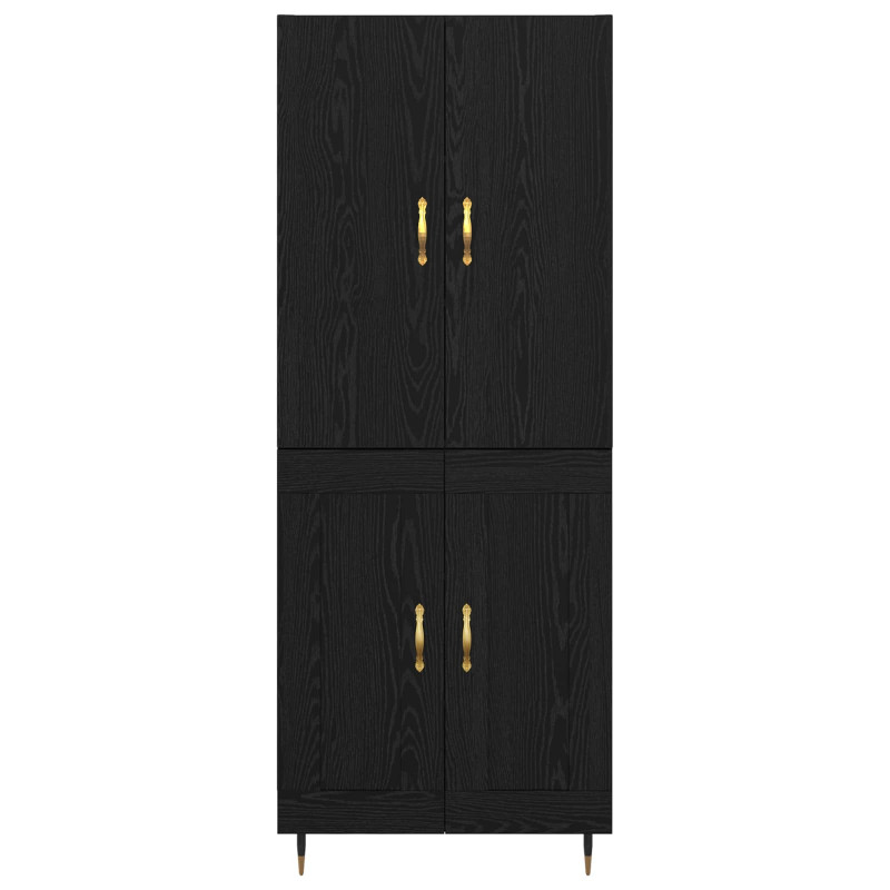 Highboard Czarny Dąb 69,5 x 34 x 180 cm Materiał drewnopochodny
