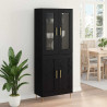 Highboard 2 pcs Czarny Dąb Materiał drewnopochodny
